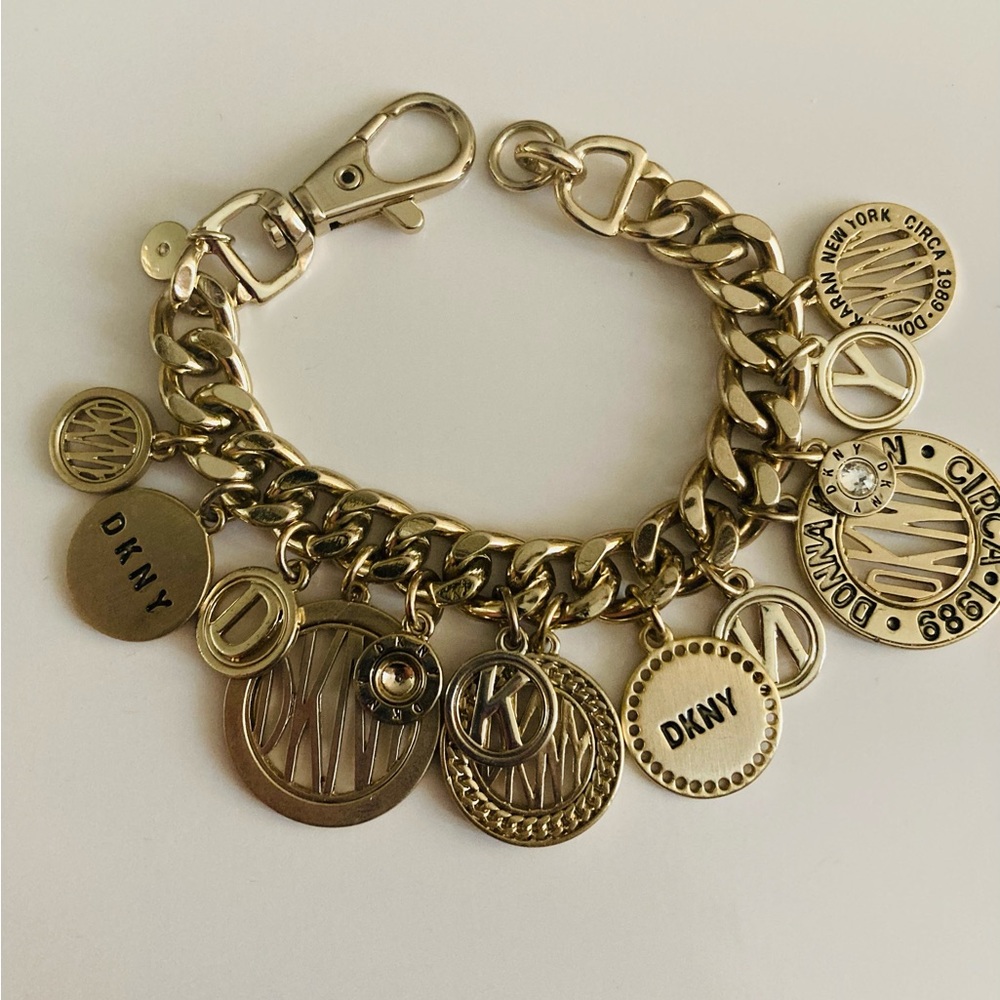 DKNY Gold-Tone Charm Flexible Bracelet with Multiple Pendants